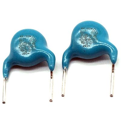 品質  Safety DE1E3KX152MB5BA01 Standard Capacitor 1.5 NC 1500PF 152M 250V 400V X1 Y1 10mm 工場